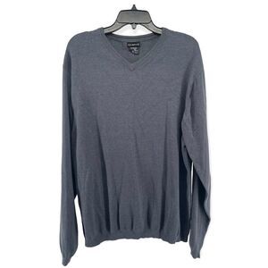 George Men’s Unisex Dark Gray V-Neck Cotton Blend Pullover Sweater XL (46/48)